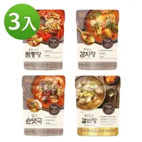 在飛比找PChome24h購物優惠-【韓味不二】新品湯鍋3入(香辣豬腸湯/無骨排骨湯/火辣炒碼湯