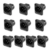 XLR Male Jack Panel Mount Microphone Connector Adapter Converter 10Pcs