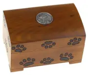 Dog Lover Paw Wooden Box Wag More Bark Less Charm Token Gift Jewelry Trinket