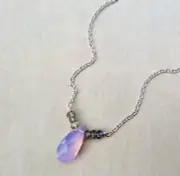 NEW SILVER OPALITE NATURAL LABRADORITE SUNDANCE CHARM NECKLACE ARTISAN HANDMADE