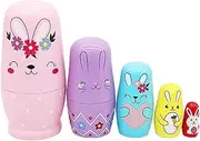 Rabbit Nesting Dolls - Easter Bunny Wooden Russian Nesting Toys | Educational Stacking Playsets for Boys, Girls | Cartoon Home Decoration Ornament for Easter/Spring/Kids' Learning Nesting Toys