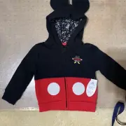 DISNEY PARKS Mickey Mouse Ears Zip-Front Hoodie Sweatshirt 2T