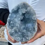 4.9lbLarge Natural Blue Celestite Crystal Geode Quartz Cluster Mineral Specimen
