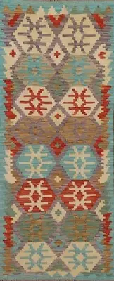 South-western Reversible Kilim Area Rug Wool Flat-weave Tribal Carpet 3'x6' New