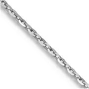 [JewelryWeb] 18k White Gold Lobster Claw Closure 1.15mm Solid Sparkle Cut Cable Chain Necklace Chain-Necklace for Women and Men
