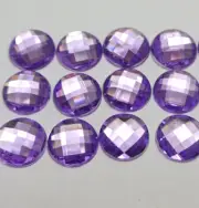 200 Purple Acrylic Flatback Rhinestone Faceted Round Gems 12mm No Hole