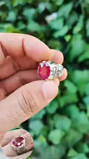 Unique Afghani Ruby Gemstone Ring Handcrafted 925 Sterling Silver Ring For Her