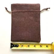 4" x 6" CHOCOLATE BROWN WOVEN BAG 12PK STRING PULL jewelry gift wedding pouch