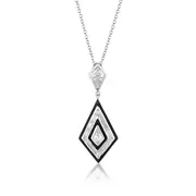 GEORGINI REFLECTION ART DECO PENDANT SILVER & BLACK ENAMEL