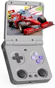 Miyoo Flip V2 Handheld Gaming Console Retro Portable Game Player 3.5inch IPS Screen RK3566 Compact Portable Game Machine with 64GB TF Card (Gray 64GB)