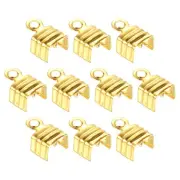 100Pcs 5 x 7.5mm Fold Over Cord Ends, Cord Tips Leather Rope End Caps, Gold