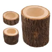 1/3xNatural Round Assorted Wood Slice Tea Light Candle Holders Party Decorations