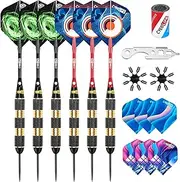 CyeeLife Professional Steel tip Darts 32g with Aluminium shafts,Sharpener,Tool and Extra Flights,Pro Brass Darts Set