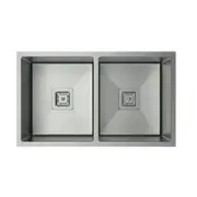760*440*220mm CJ 304 Grade S/Steel Double Bowls Round Edges Nano Glaze Scratch Resistant Sink