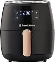 Russell Hobbs Brooklyn Digital Air Fryer, RHAF15, Large 5.7L Capacity, 7 Auto Air Fry Functions, Manual Mode Up to 200°C, Digital Touchscreen Display, Dishwasher Safe Plate, Black/Copper