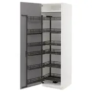 METOD high cabinet with pull-out larder, white/Bodbyn grey, 60x60x200 cm