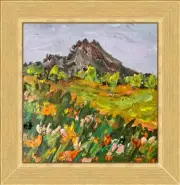 Colorado Summer Flowers Art Miniature Oil Painting With Frame Mantle Shelf Decor