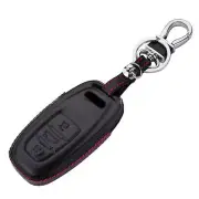 3 Buttons Leather Car Remote Key Fob Case Cover With keychain For Audi Smart a