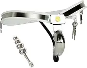 HCUDFN Stainless Steel Male Underwear Chastity Belt With Removable Anal Plug Cock Cage Fully Adjustable Chastity Device for Men Couples(White Weiß,Waist 76~82cm)