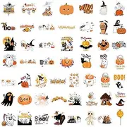 Fravsiu Halloween Stickers for Kids, Halloween Water Bottle Stickers,52 Halloween Ghost Decal Decal Bulk - Waterproof Bat Decal Pack