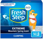 Extreme Mountain Spring Scent Clumping Cat Litter,Guarantee Odor Control,14LbBox