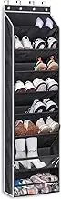 MISSLO Over Door Shoe Storage, 8 Shelves Large Hanging Shoe Organizer, Narrow Door Shoe Rack Organiser, Shoe Holder Hanger with Deep Pockets for Closet fit 20 Pairs Sneakers, Boots, Black