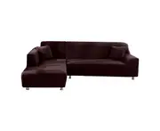 Sofa Cover Reusable High Elasticity Solid Color Wide Application Couch Protector Daily Use-Coffee D