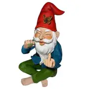 Garden Gnome - Relaxed Gnome - 9.6 Inch Tall Statue Lawn Garden Figurine -