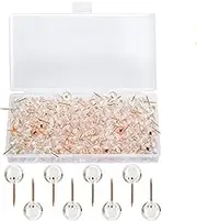 WenTao 150PCS Push Pins, Rose Gold Map Thumb Tacks, Large Size Pins Rose Gold Steel Point and Transparent Plastic Round Head for Bulletin Board, Fabric Marking, Crafts and Office Organization