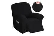 High Stretch Recliner Chair Cover Recliner Slip Covers for Reclining Chair, Feature Thick Soft Jacquard Fabric, Removable and Washable, Black