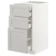 METOD base cb 3 frnts/2 low/1 md/1 hi drw, white Maximera/Lerhyttan light grey, 40x60x80 cm