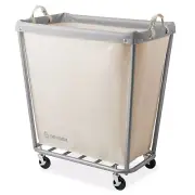 Commercial Heavy Duty Large Rolling Canvas Bin Laundry Hamper on Wheels, White