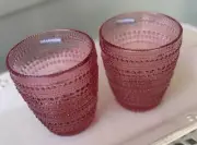 2-Lumina Old Fashioned Glasses by Godinger-PINK Dot Texture Shannon Crystal