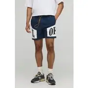 Mens Navy Elasticated Waist Boxer Fit Printed Shorts