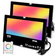 LED Floodlight 800W Equivalent 8000LM,Outdoor RGB Color Changing, IP66