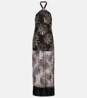[Taller Marmo] Taller Marmo Nina Soleil sequined maxi dress AU 14 black
