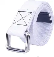 [SagaSave] Unisex Canvas Belt, Adjustable Casual Webbing Belt with Double Ring Buckle, 110CM Elastic Belt for Jeans