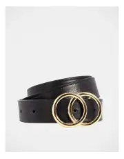 [Basque] Brittany Double Ring Leather Belt in Black