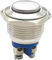 AIMALL 16mm Convex Head Metal Push Button Momentary ON/Off Horn Switch Start High Flush for DIY Projects, Durable and Compact Design, Silver Finish