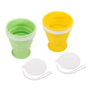 2pcs Collapsible Water Bottle, 200mL Travel Folding Cup, Green Yellow