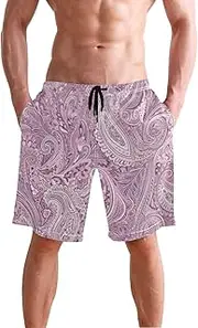 [XYMZR] Men's Swim Trunks Paisley Purple Abstruct Quick-Dry Bathing Suit Swimming Board Shorts S