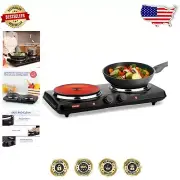High-Quality Portable Hot Plate - 2 Burner Electric Cooktop with Enamel Finish