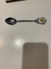 Russian Silver Content & Cooper Enameled Souvenir Filigree Spoon W/Enamel Handle
