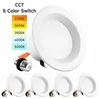 Luxrite 4-Pack 10W 4 Inch Dimmable Recessed Can Light Color Selectable Downlight