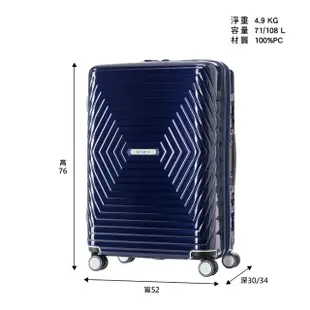 【Samsonite 新秀麗】28吋Astra 立體幾何光澤PC可擴充TSA海關鎖行李箱/光芒箱(多色可選)