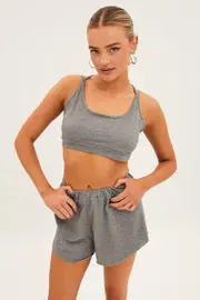 Grey Crop Top Loungewear Set - Size L, Women's Lg Set