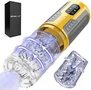 PLEASURE PULSE Male Masturbator Sex Toy for Men NEW UPGRADED 2025 Next Gen Automatic Masturbating Cup with 7 Rotating, Thrusting, Vibrating & Licking Modes for Penis Stimulation, Electric Pocket Pussy, 3D Realistic Blowjob, Hands-Free Stroker, GOLDEN RUSH