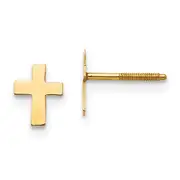 14K Yellow Gold Madi K Polished Tiny Cross Silicone Back Earrings