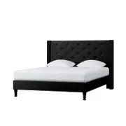 Maggie Winged Fabric Bed Frame - Black