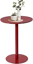 Counter Height Patio Bar Table, Round Metal Pub Bistro Cocktail Table for Indoor Outdoor Use, Red Living Room Side/end Table Coffee Drink Tables, Small Table